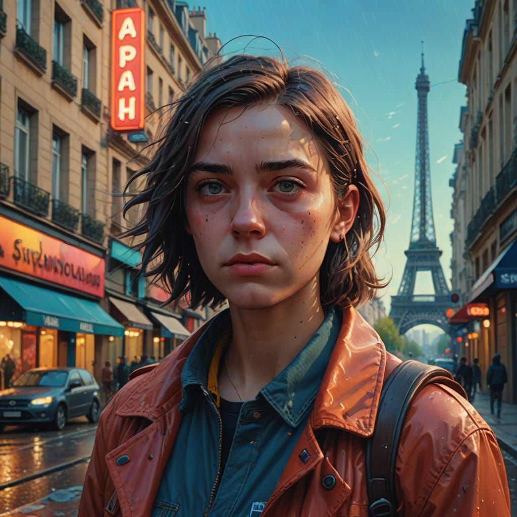Person in Paris as Hyperrealistic Concept Art