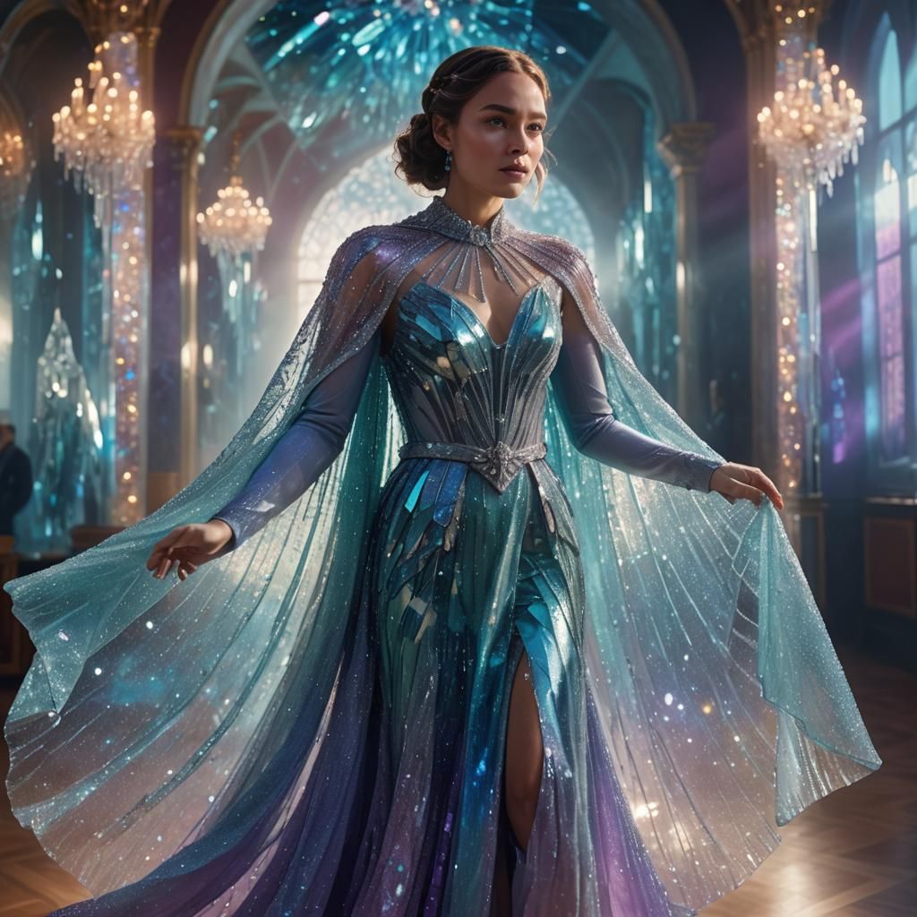 Crystal Gown Portrait in Luxurious Ballroom