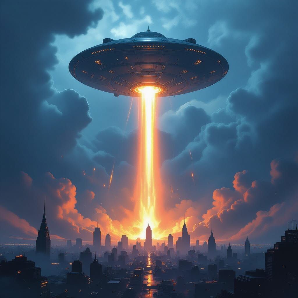 Alien Invasion: City Under Attack in Cinematic Style