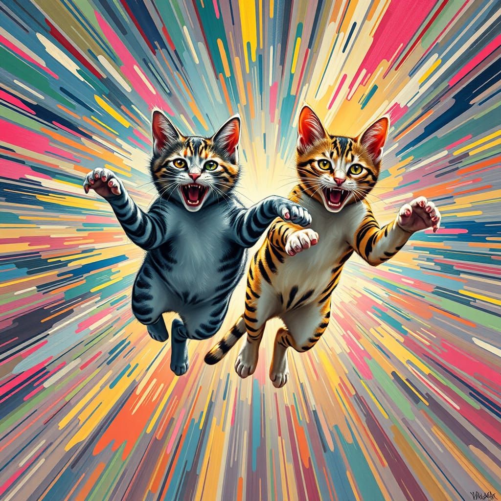 Fearless Felines in Pop Art Action Poster Film