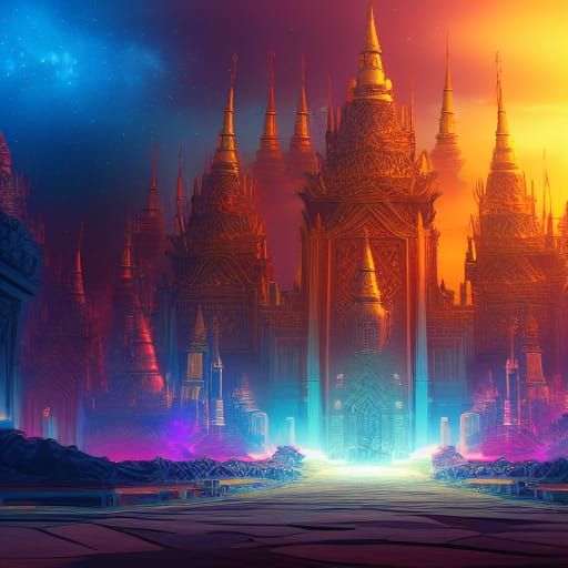 AI Robot CEO in Galaxy TukTuk: Detailed Matte Painting