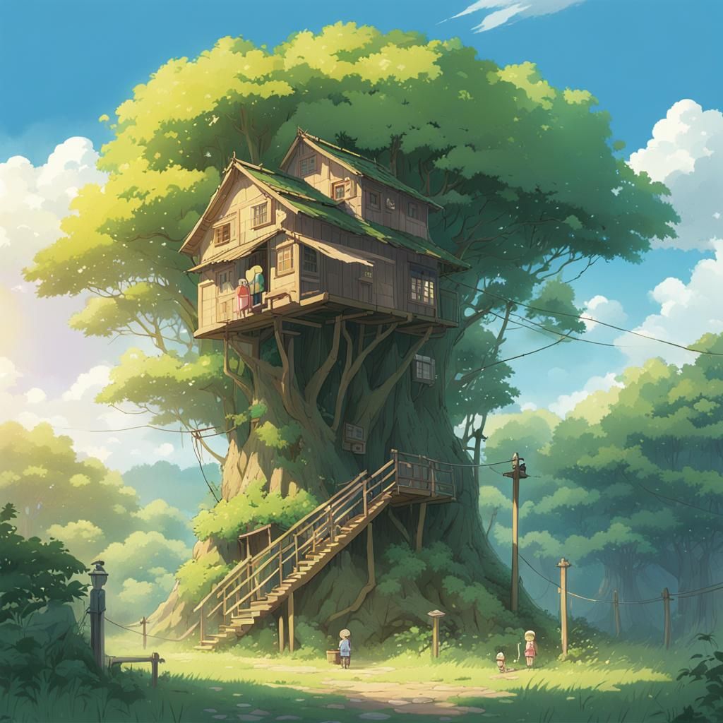 Nostalgic Childhood Hideout in Anime Style