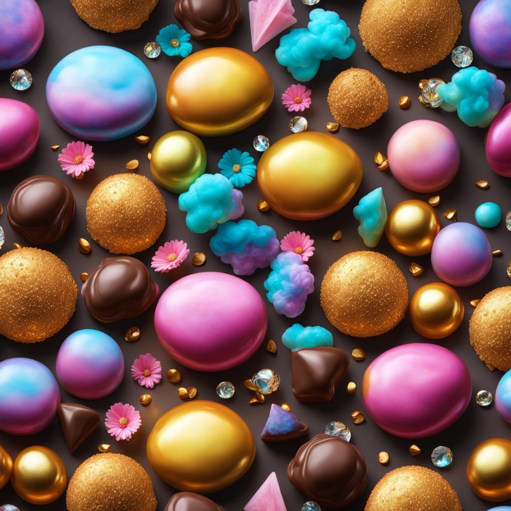 Bioluminescent Sweets and Chocolate in Hyperreal Detail