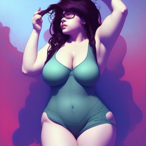 Sensual Curvy Woman Portrait in Hyperdetailed Style