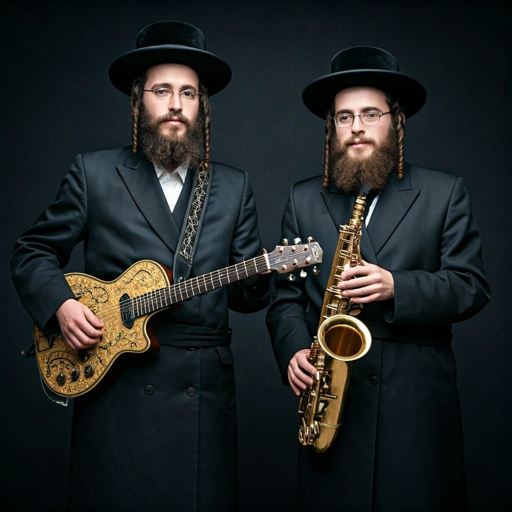 Hasidic Jews Playing Music