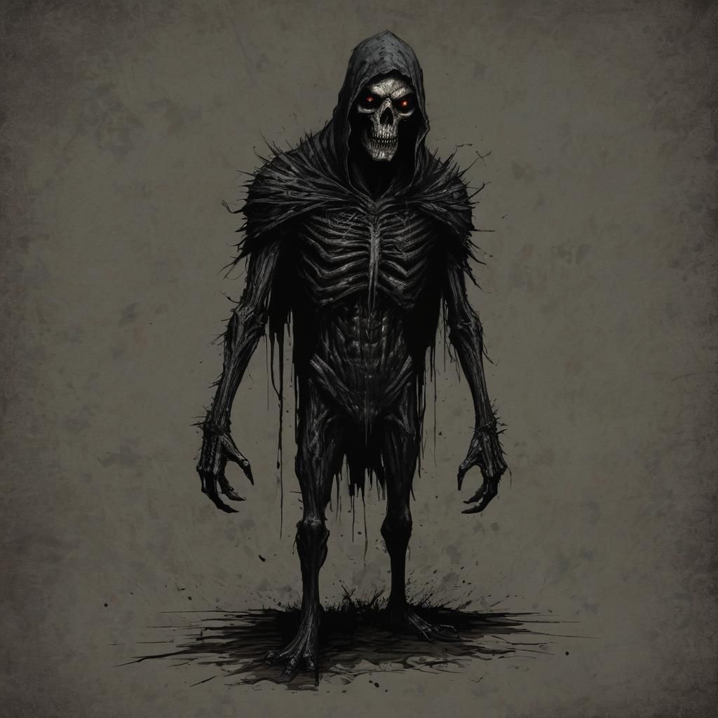 Grimdark Illustration with Bold Outlines