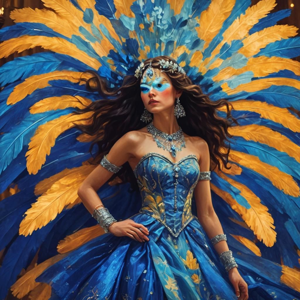 Elegant Woman in Ballroom: Pre-Raphaelite Portrait