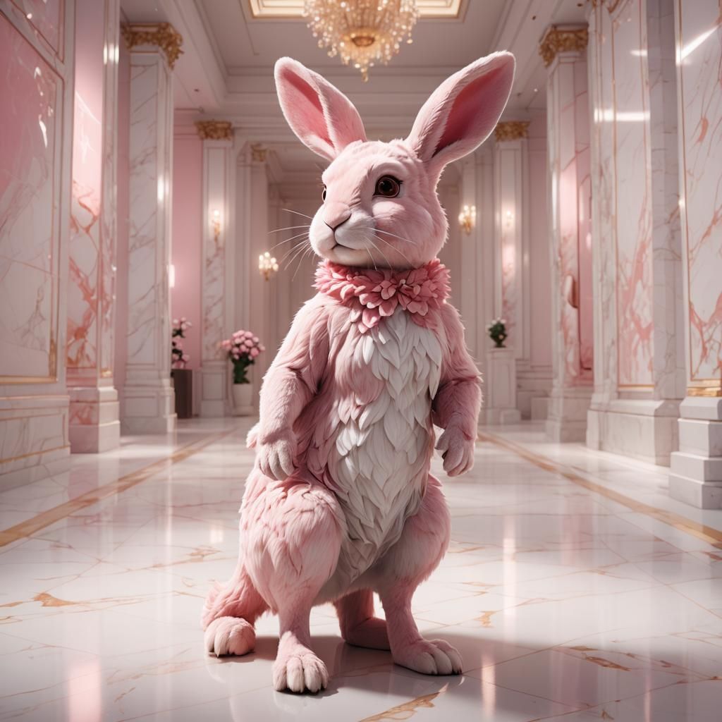 Pink Bunny Kangaroo in 3D Anime Style