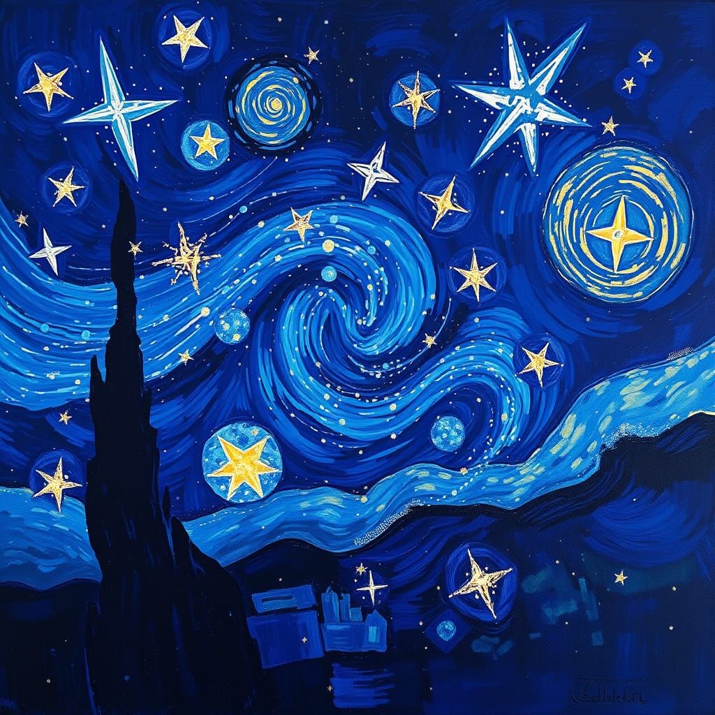 Celestial Whirlpool in Midnight Blue