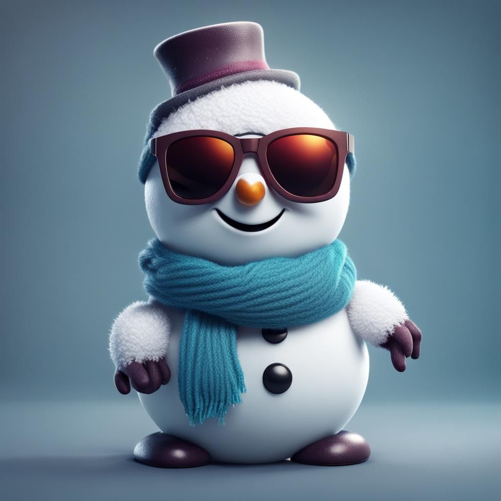 Snowman with Sunglasses: Detailed Matte Painting