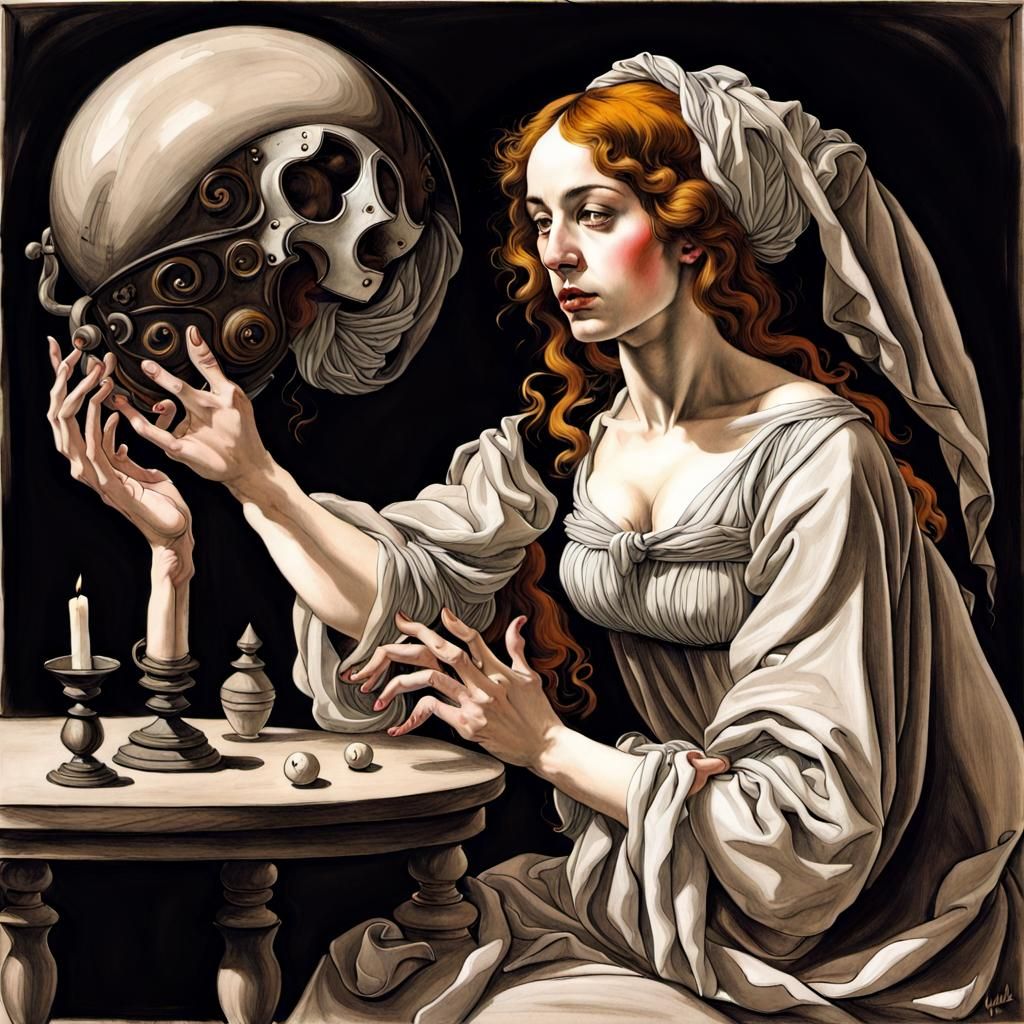 Mystical Fortune Teller in Psychedelic Renaissance Style