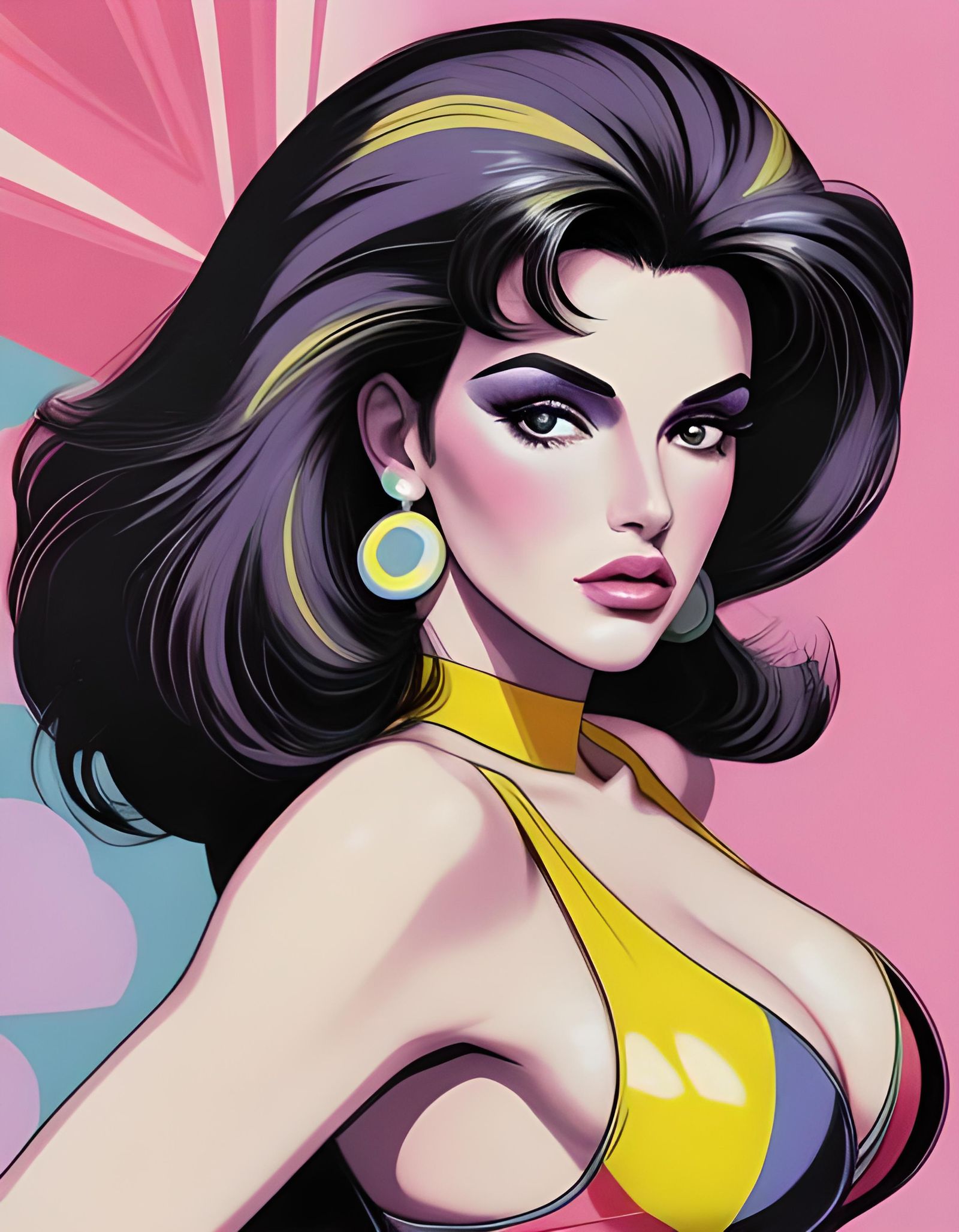 Raquel Welch Pop Art Illustration in Art Deco Style