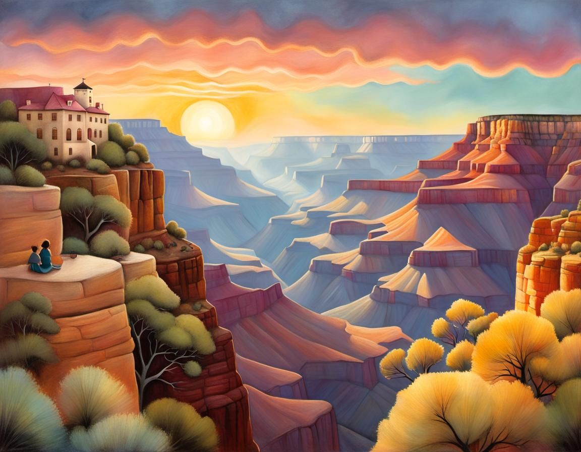 Magical Sunrise Over Grand Canyon in Pastel Colors