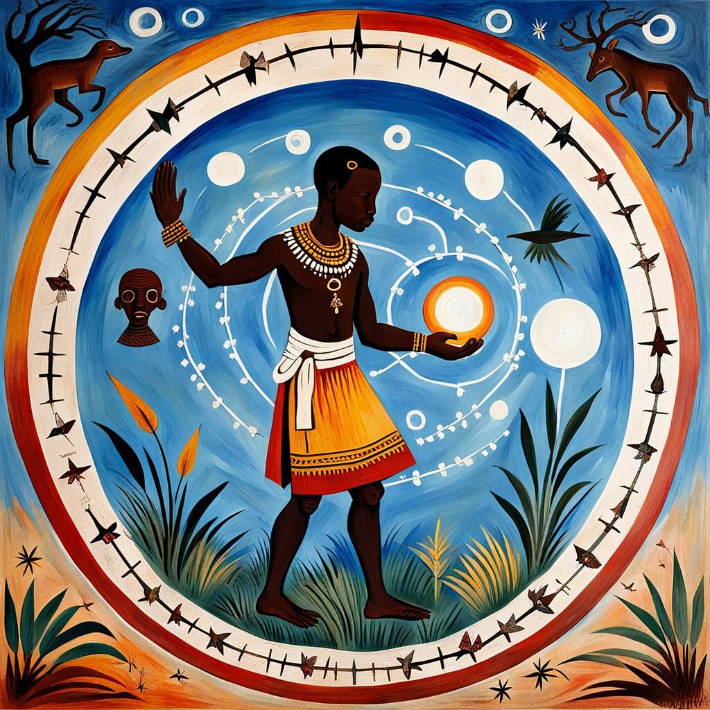 African Healer's Mana Circle in Enfant Précoce Style