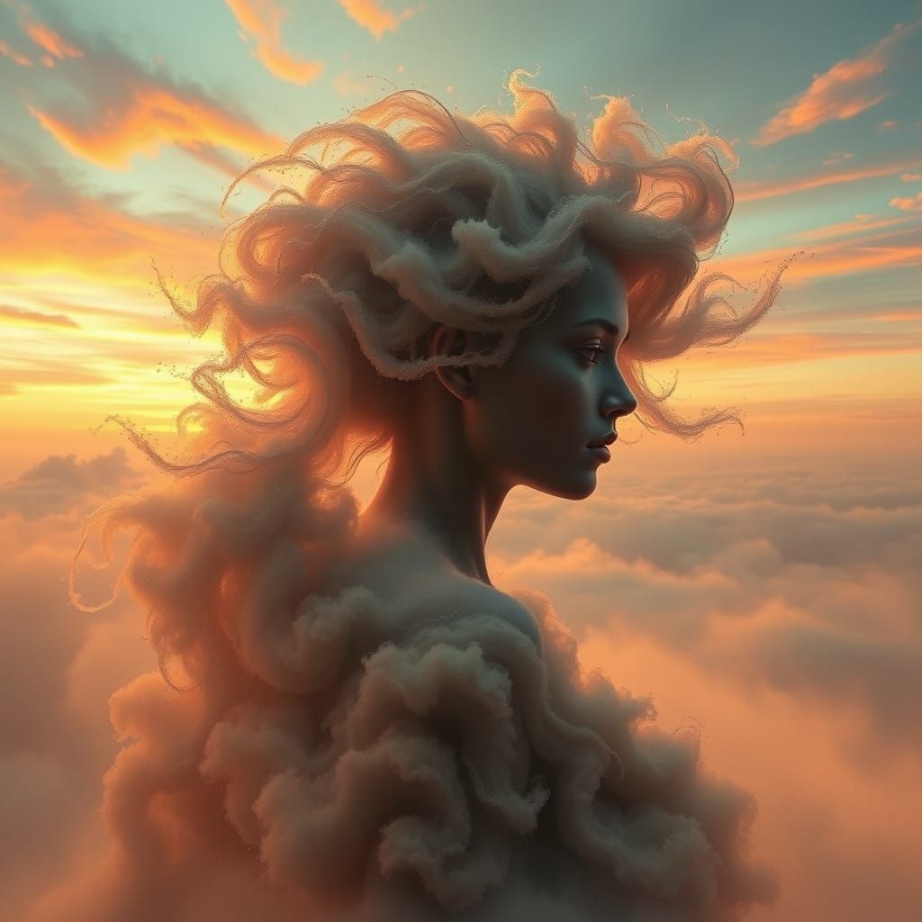 Surreal Dust Goddess Contemplates Cosmic Horizons in a Cinem...
