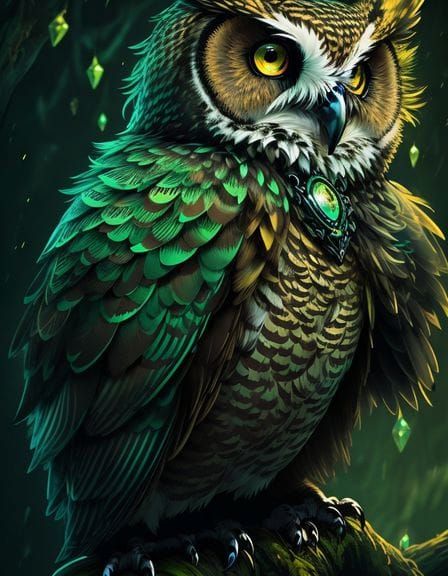Gem-Bearing Owl Digital Art