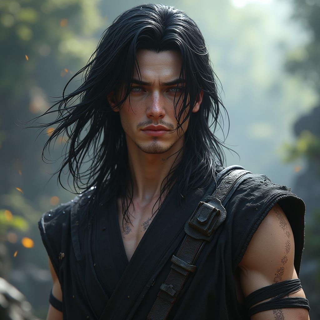 Mysterious Warrior in Tattered Haori, Fantasy Concept Art