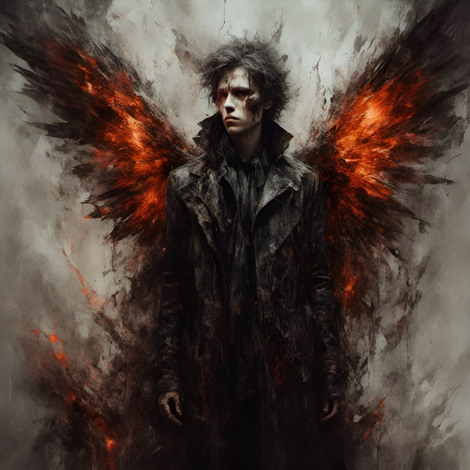 Macabre Angel with Broken Wings Portrait