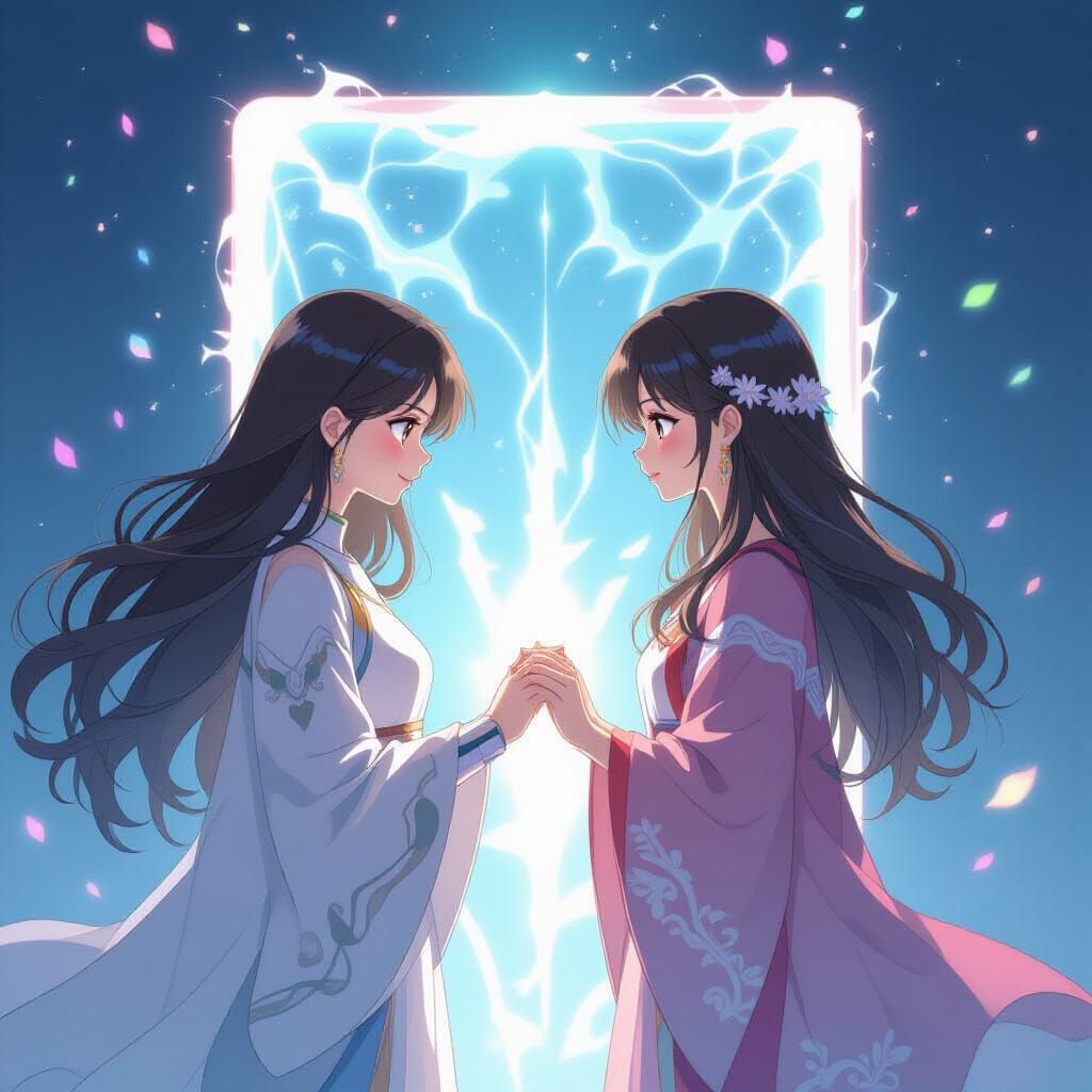 Anime Women Meet Through Magical Portal