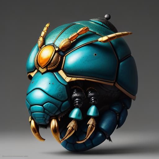 Turquoise Scarab Beetle Humanoid Portrait: Hyperrealistic Co...