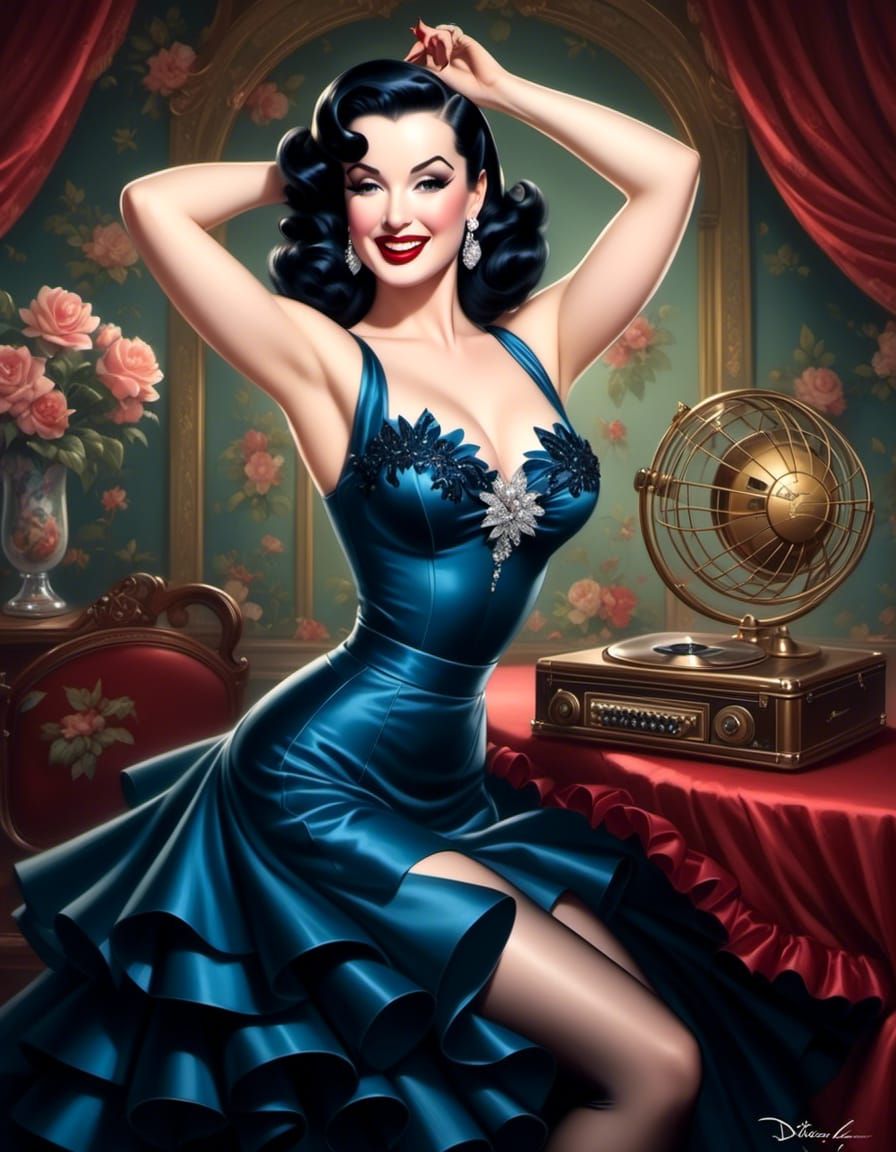 Dita von Teese with a fan