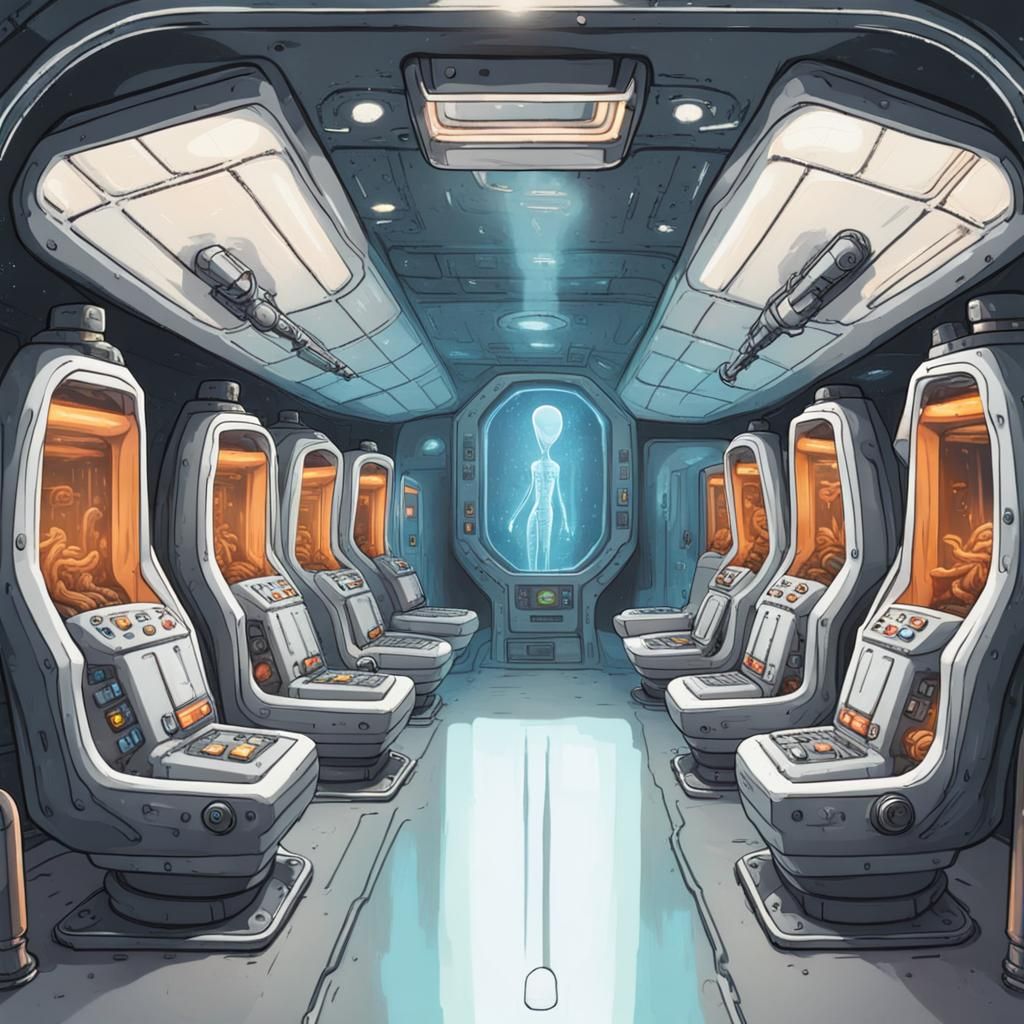 Aliens in Cryogenic Capsules on Spaceship