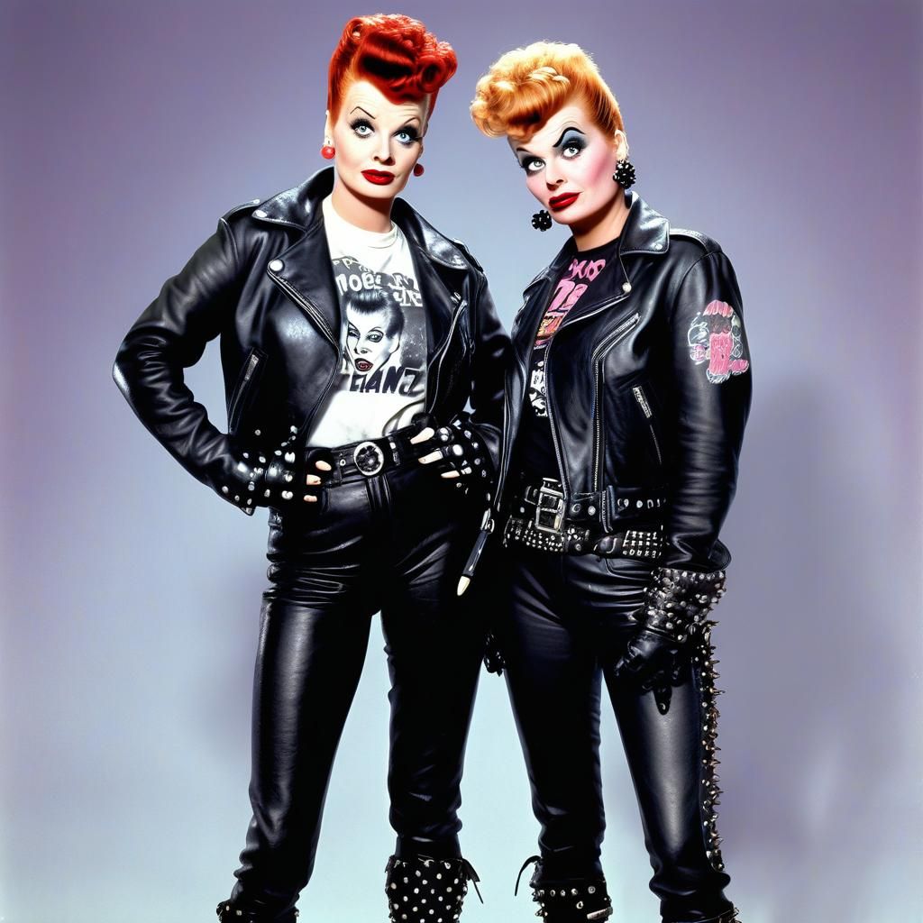 Lucy and Ethel as Punk Rock Icons in Vibrant, Whimsical Cand...