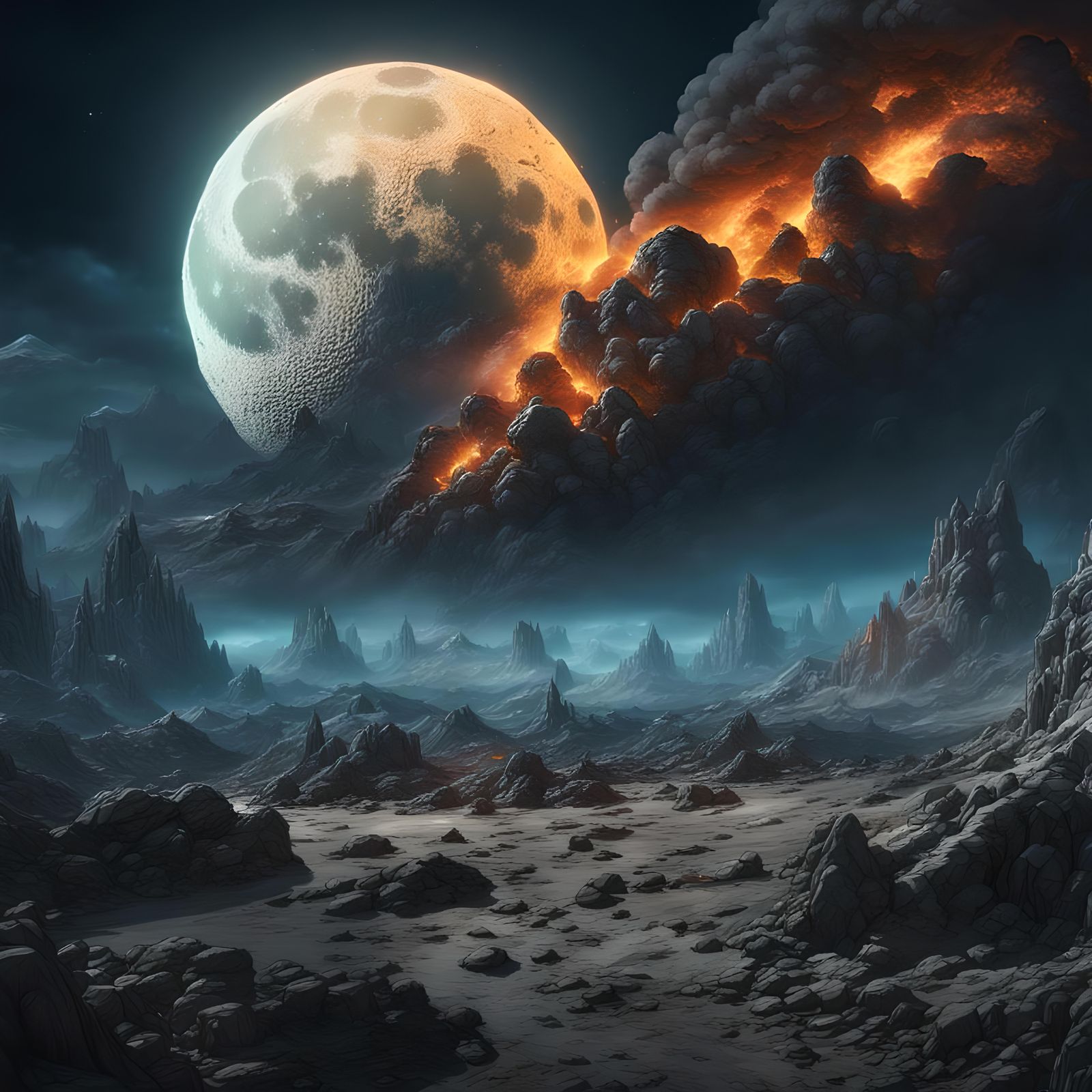 Moon Destruction: Fantastical Matte Painting in 8K