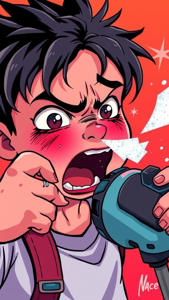 Anime Style Boy Sprays Mace on Girl