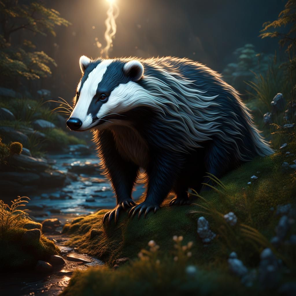 Detailed Badger Matte Painting in Deep Color