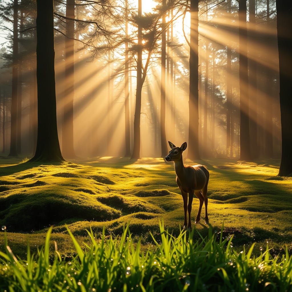 Forest in Golden Morning Light
