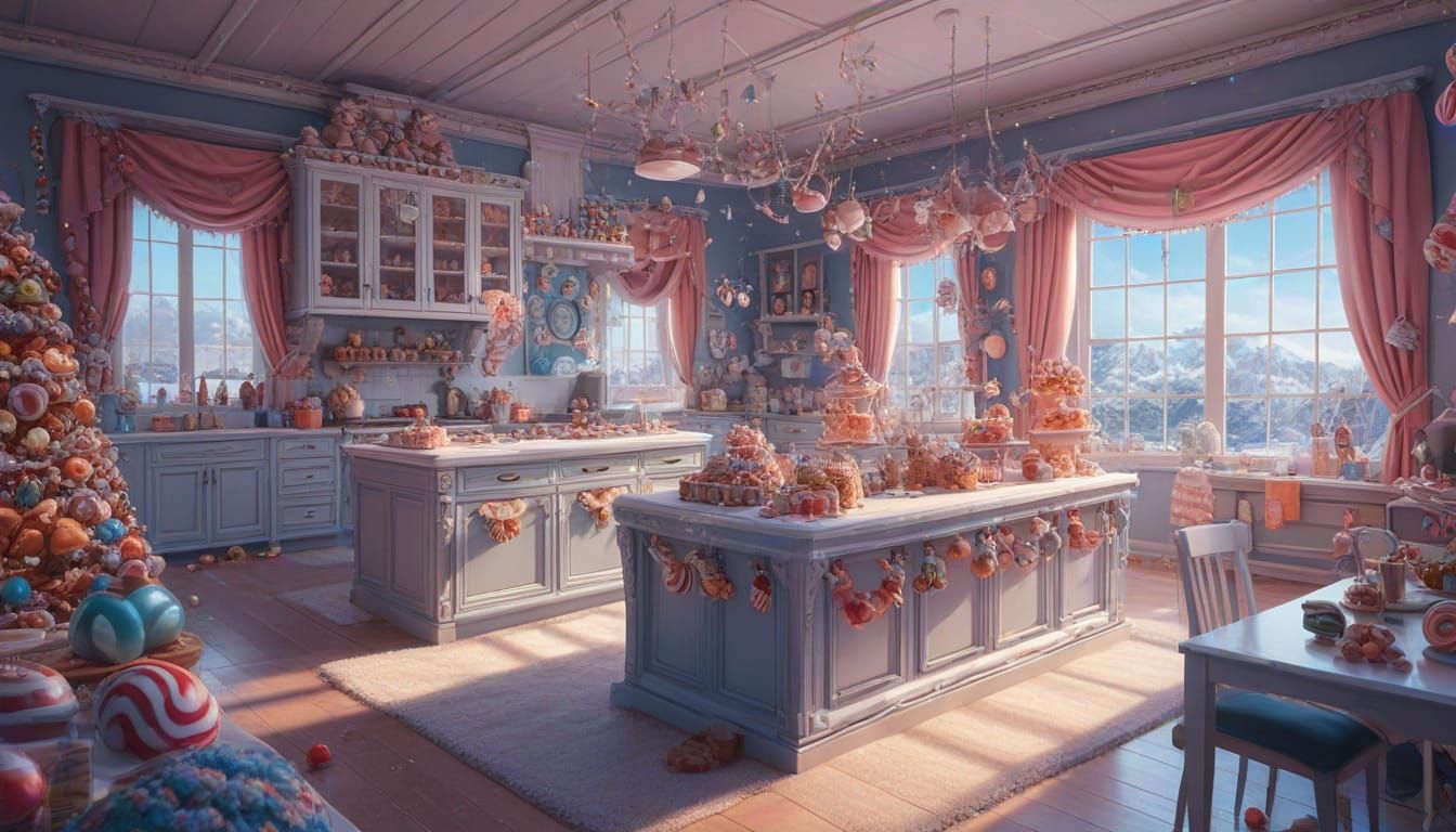 Whimsical Winter Candyland in Digital Illustration