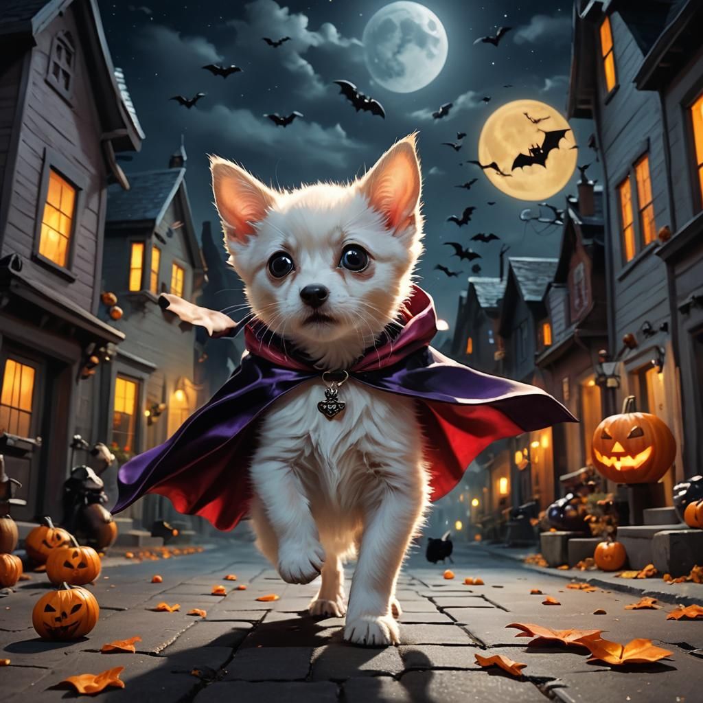 Halloween Night: Puppy, Kitten, and Mouse Trick-or-Treating