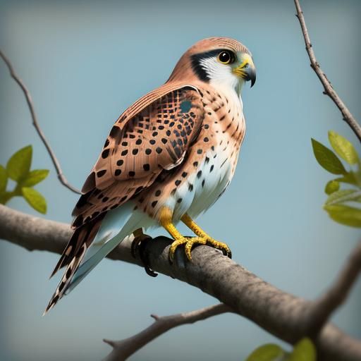 Cute Kestrel Close-Up in Watercolor Wildlife Style