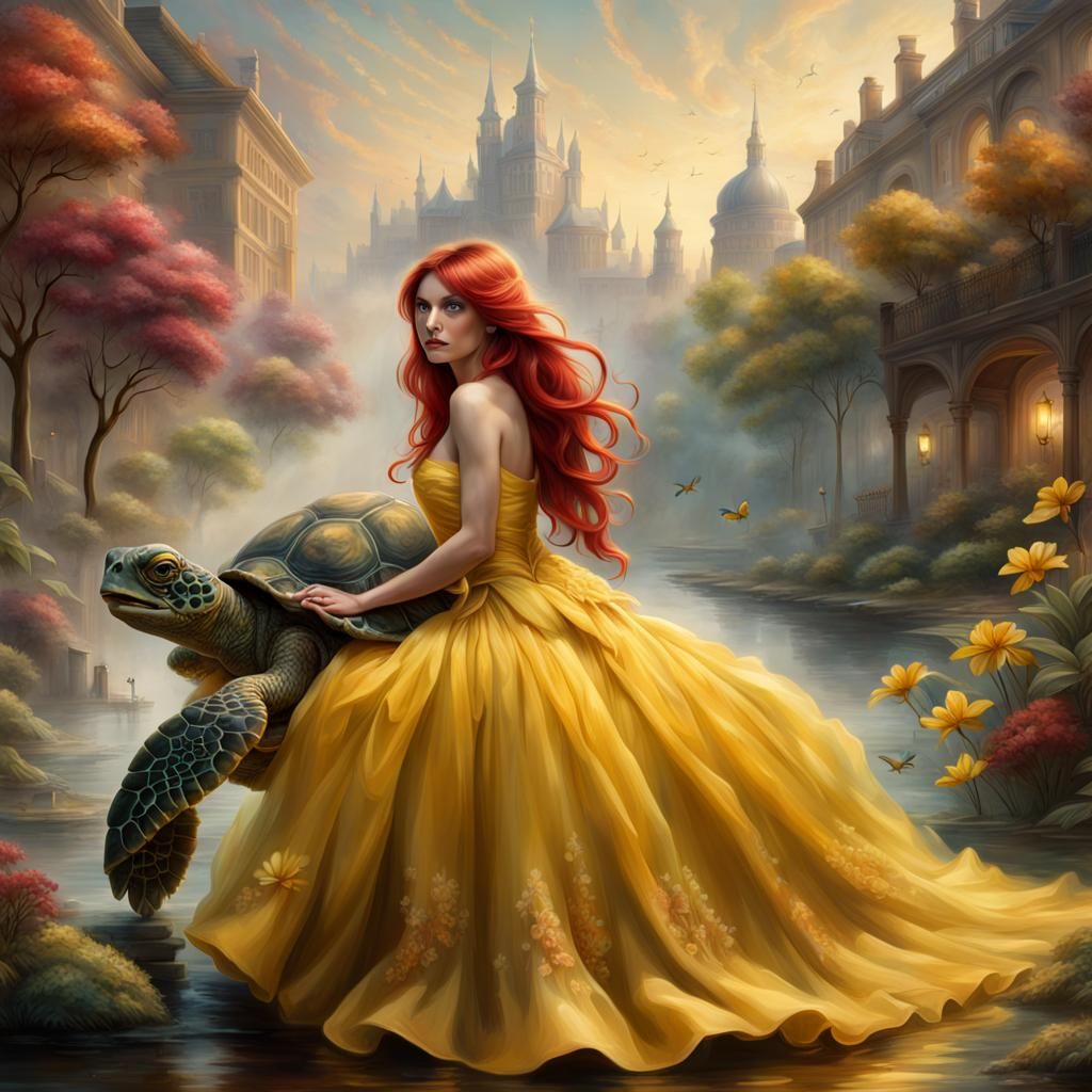 Anthropomorphic Turtle Woman in Fantasy Digital Painting