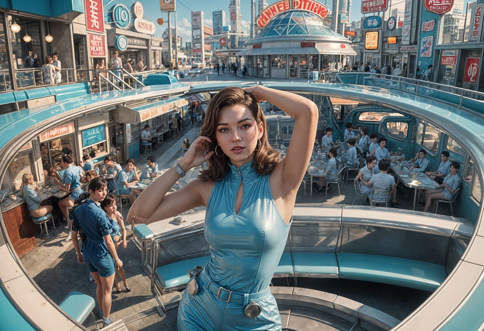 Retro Diner Portrait in Anime Style