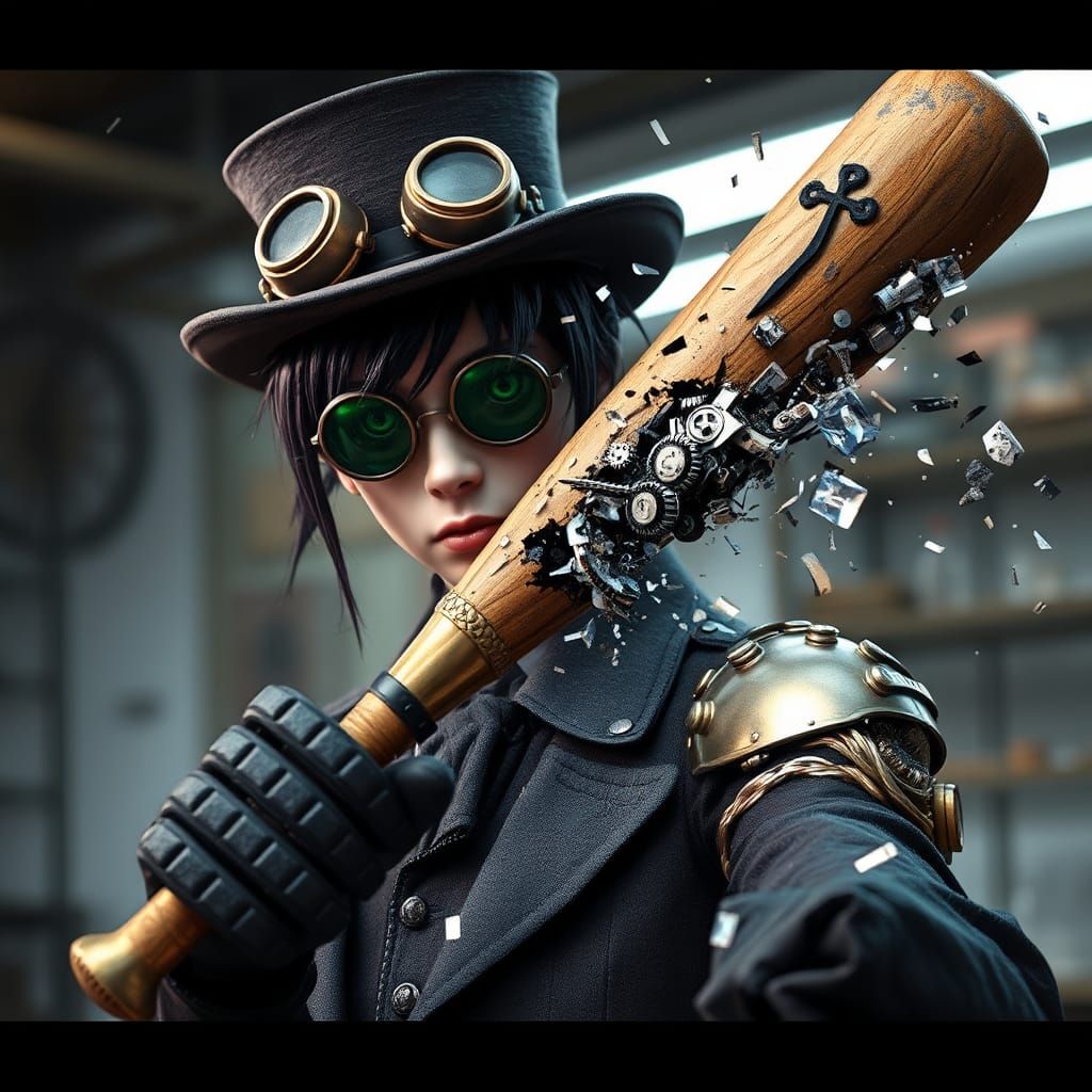 Female Shinigami with shattered bat, what is all that debris