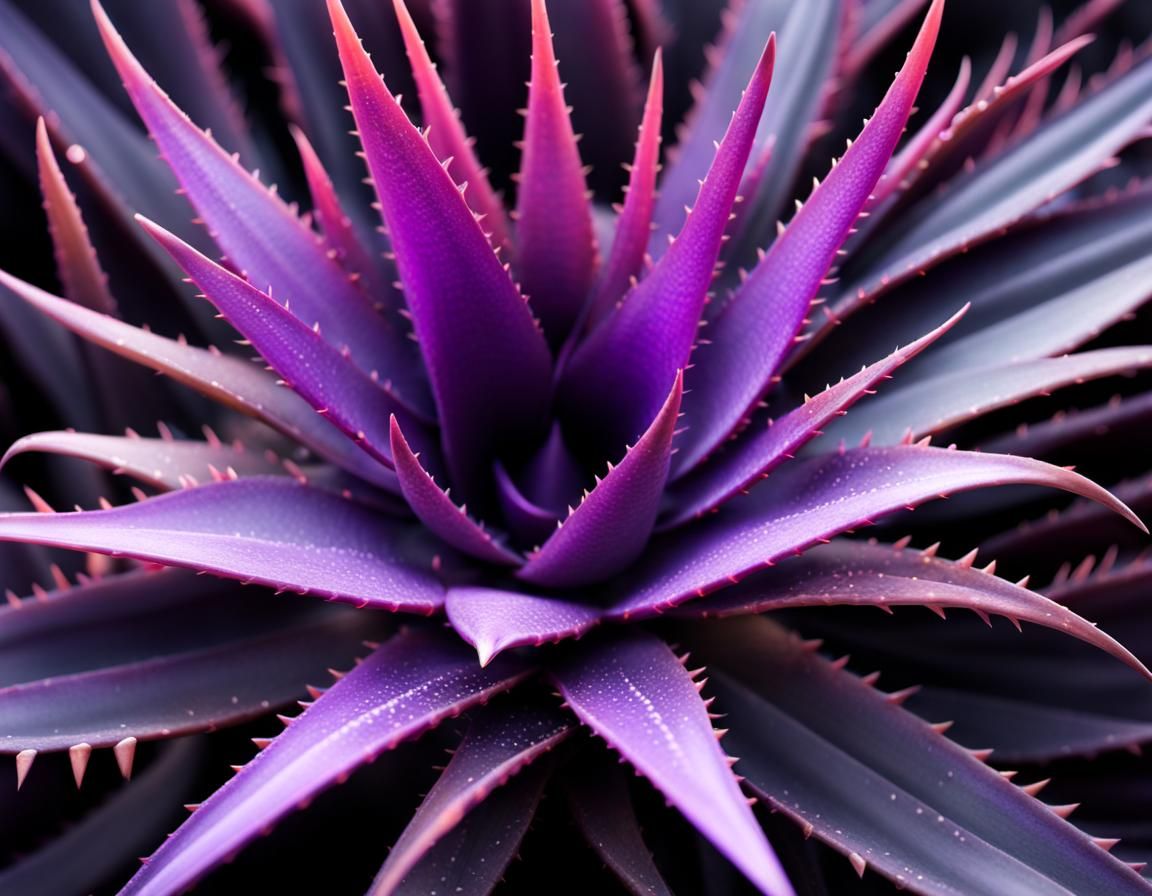 Black and Purple Aloe Vera in Desert