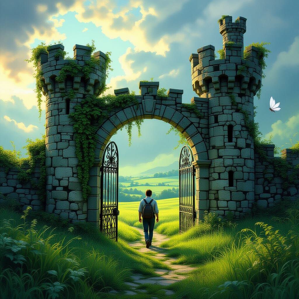 Man Discovers Abandoned Castle in Lush Green Fields