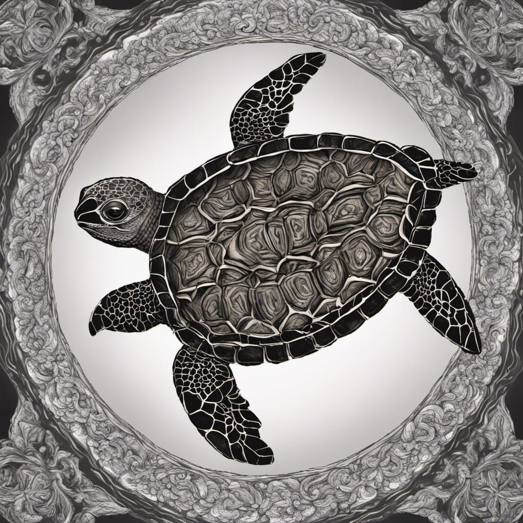 Intricate Mandala Turtle in Hyperrealistic Style