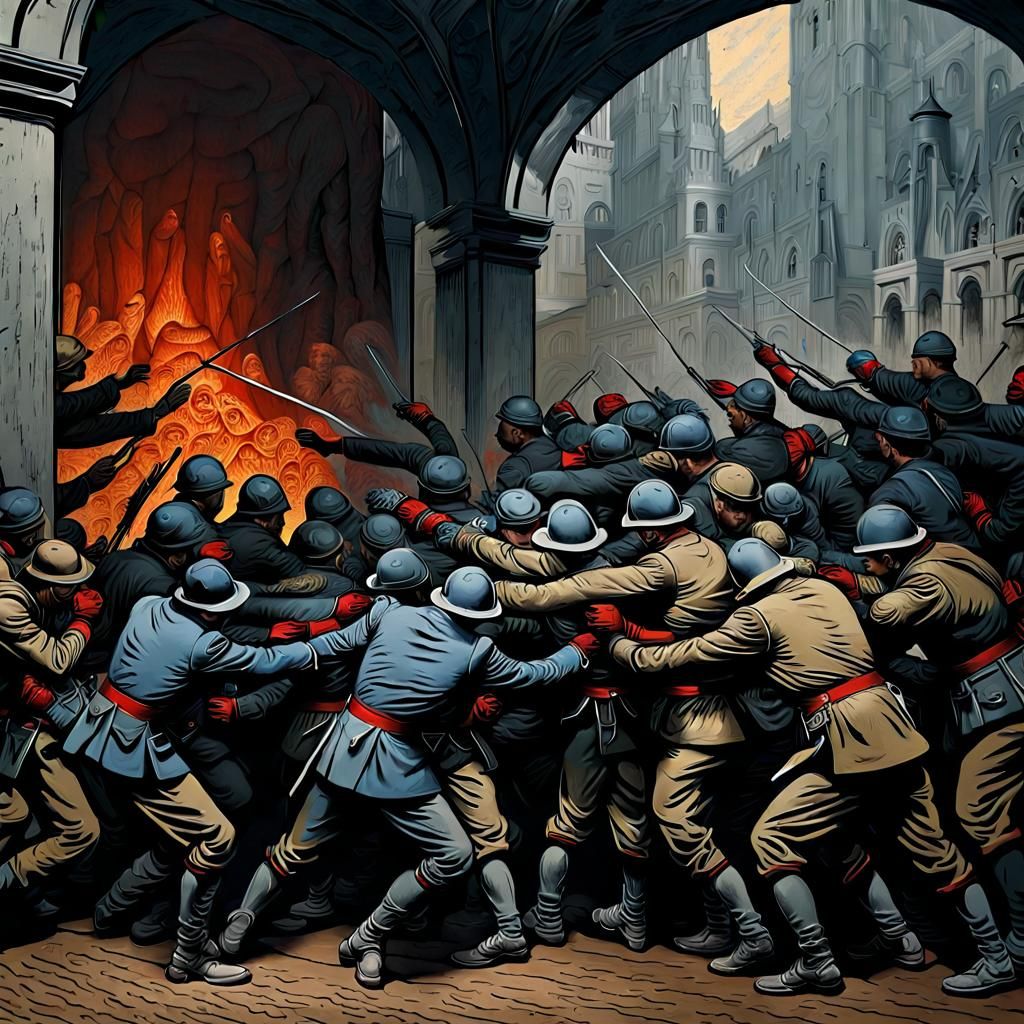 Gritty WWI Combat: A Mural of Horror