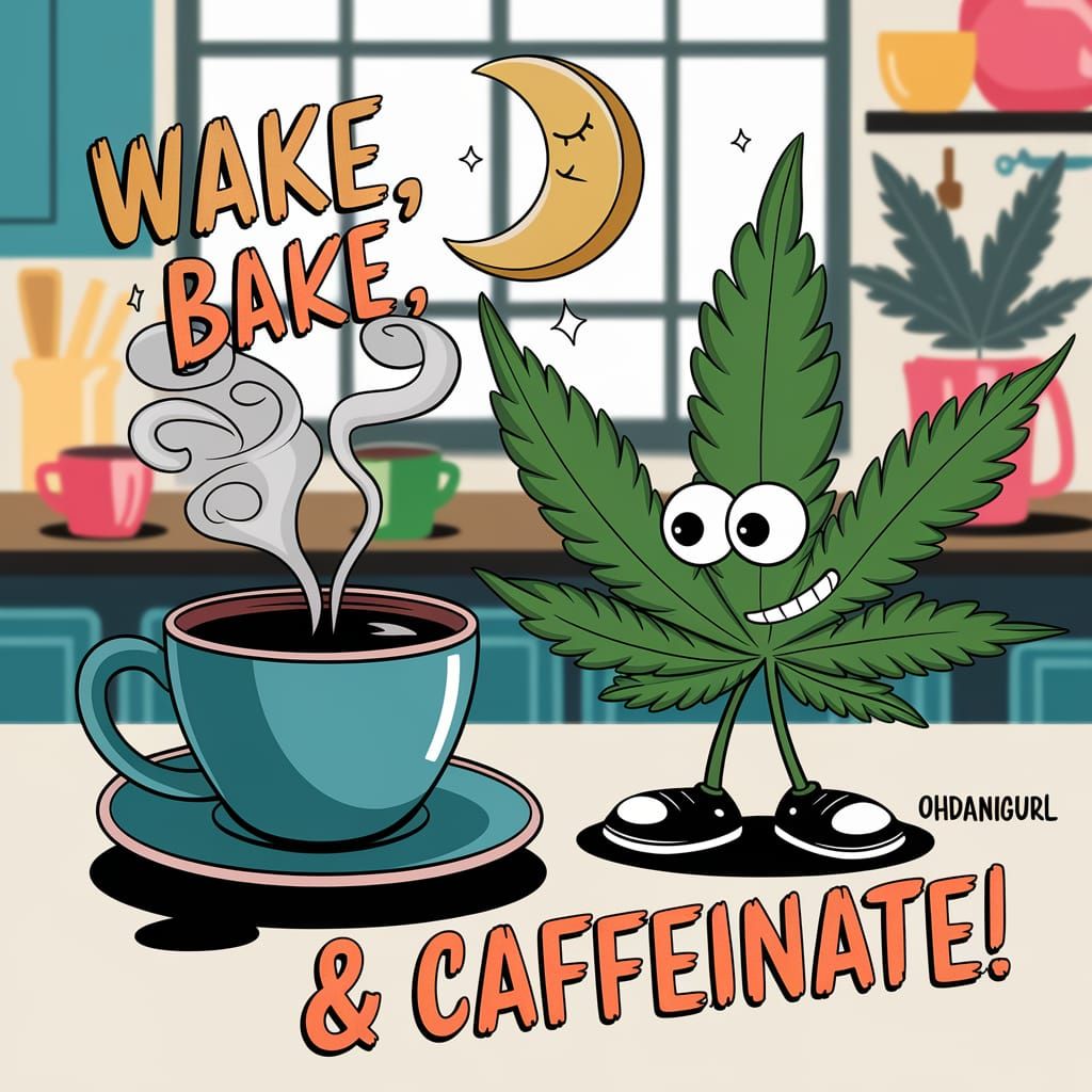 Whimsical Morning Coffee Scene in a Cozy Kitchen