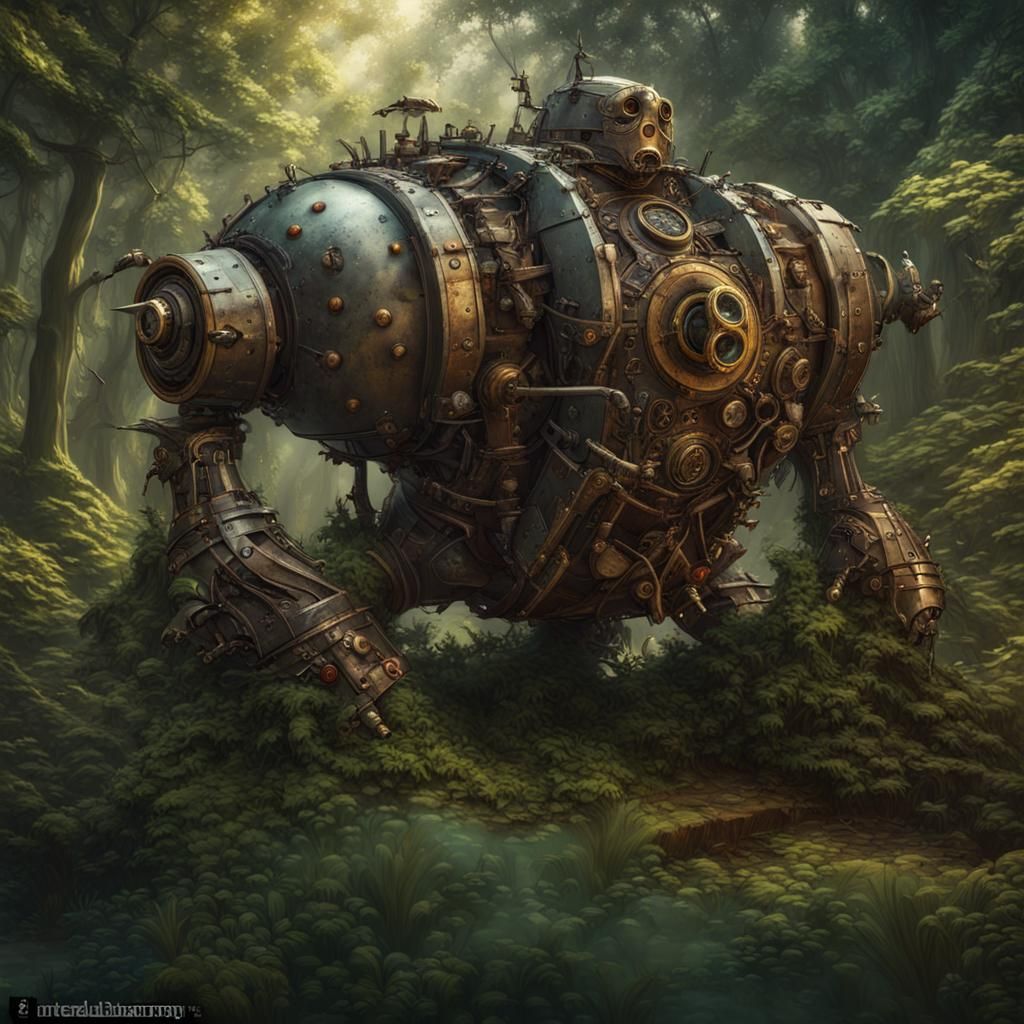 Armored steampunk animal ready for battle