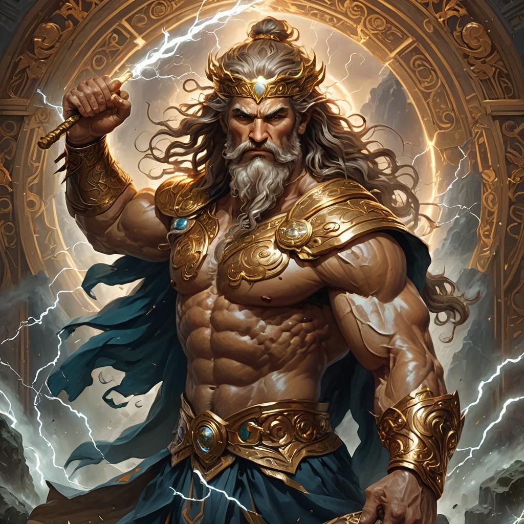 Zeus, God of Thunder, Digital Painting