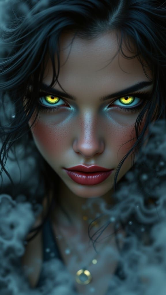 Gothic Horror Woman Radiating Intensity and Allure