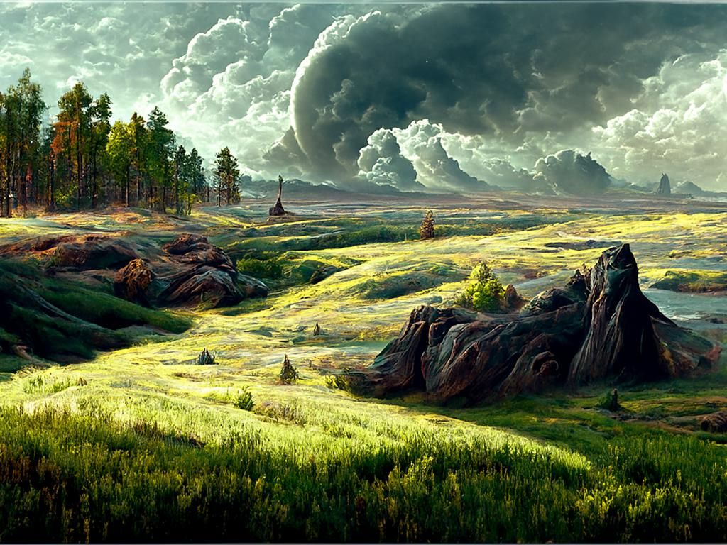 Stormy Badlands Landscape in the Style of Veduta