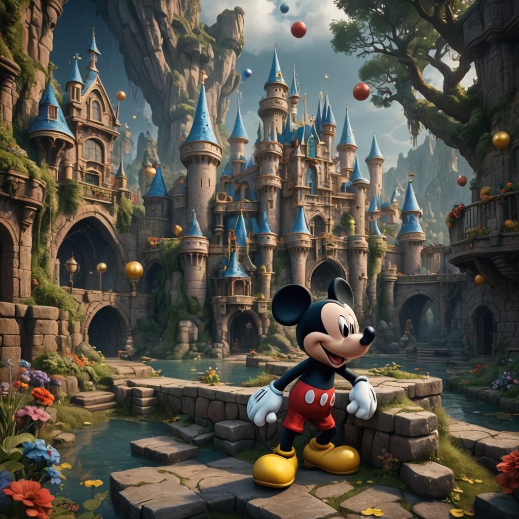 Fantastical Mickey Mouse Matte Painting in Deep Color