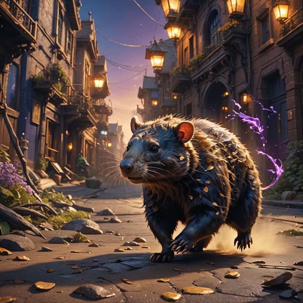 Bear-Rat in Powerful Wind: Fantasy Concept Art