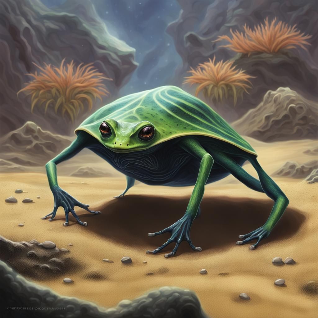 Exoplanet Lifeforms: Manta-Ray Frog Alien Specimens