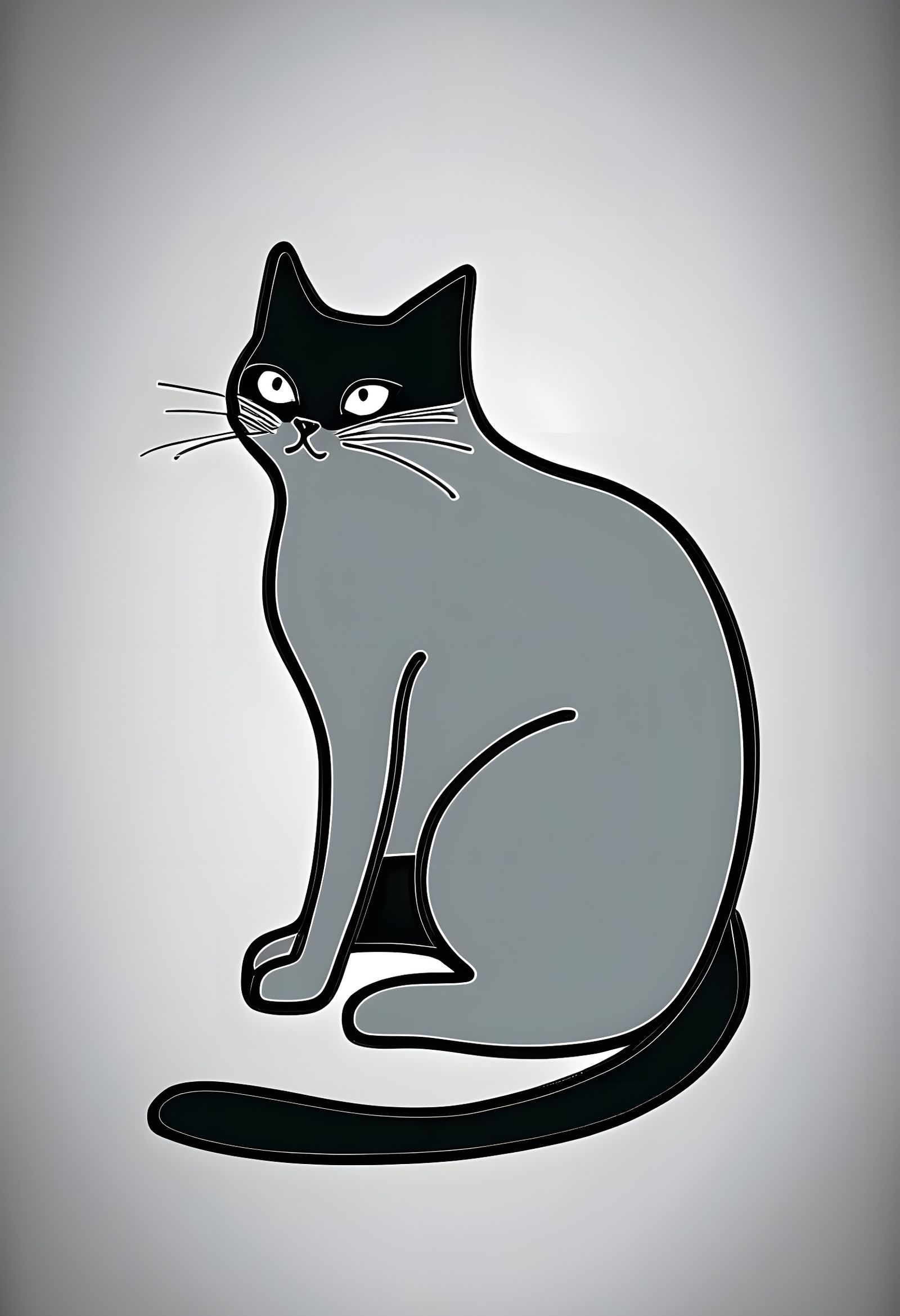 Cute Cat Line Art in Minimalist Style